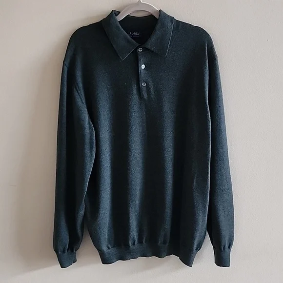 J. Ashford | Sweaters | J Ashford Sweater Pullover Men L Green Long Sleeve  Pure Wool Italy Vtg Euc | Poshmark